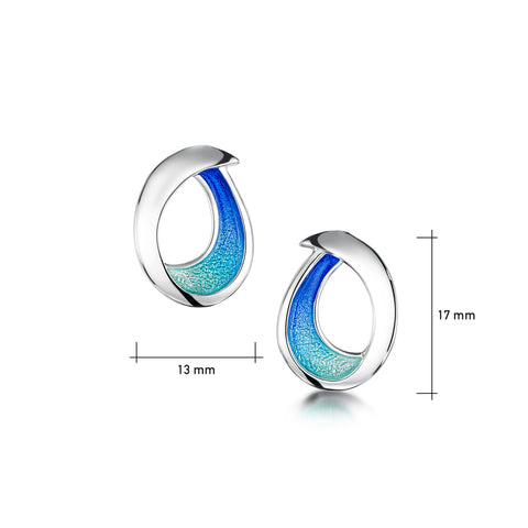 Sea & Surf Small Stud Earrings in Ocean Hue Enamel