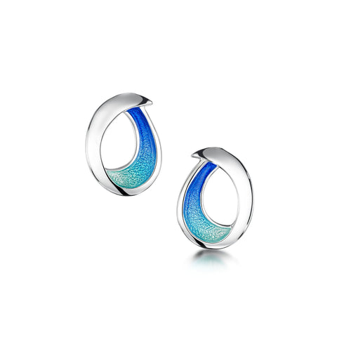 Sea & Surf Small Stud Earrings in Ocean Hue Enamel by Sheila Fleet Jewellery