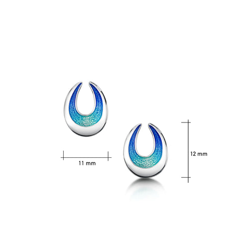Sea & Surf Stud Earrings in Ocean Hue Enamel