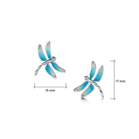 Dragonfly Enamelled Stud Earrings in Sterling Silver