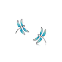 Dragonfly Enamelled Stud Earrings in Sterling Silver