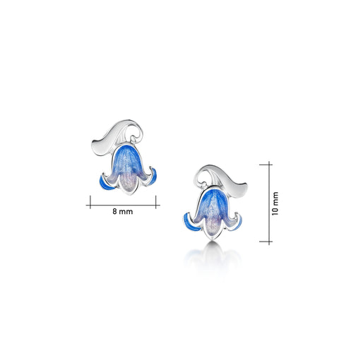 Bluebell Small Stud Enamel Earrings in Sterling Silver