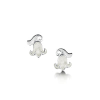 Bluebell Small Stud Earrings in Whitebell Enamel by Sheila Fleet Jewellery