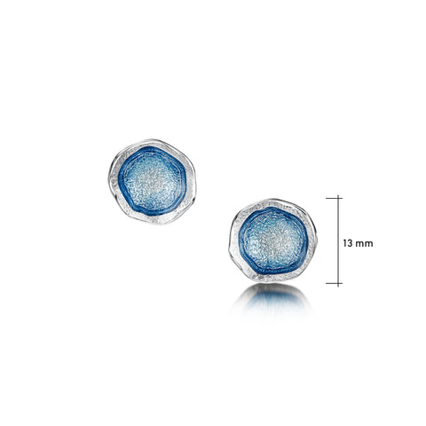 Lunar Small Stud Earrings in Lunar Blue Enamel