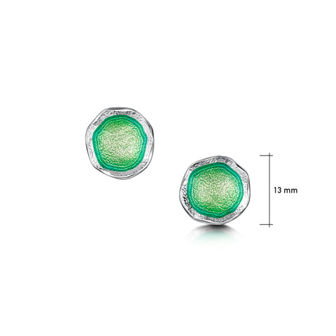Lunar Bright Small Stud Earrings in Spring Green Enamel