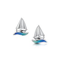 Orkney Yole Stud Earrings in Ocean Hue Enamel by Sheila Fleet Jewellery