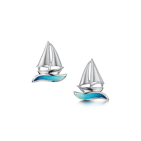 Orkney Yole Stud Earrings in Tempest Enamel by Sheila Fleet Jewellery