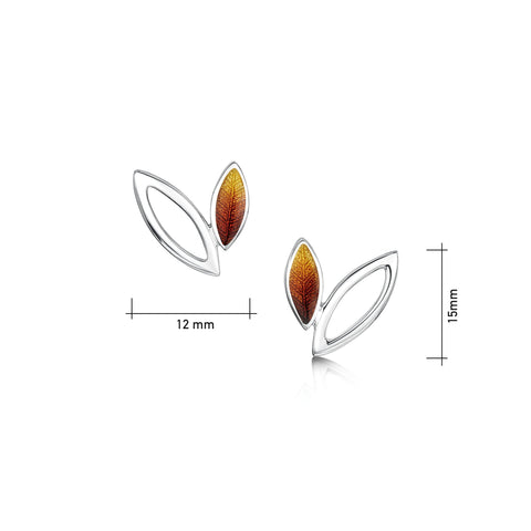 Seasons Silver Small Stud Earrings in Autumn Enamel by Sheila Fleet Jewellery