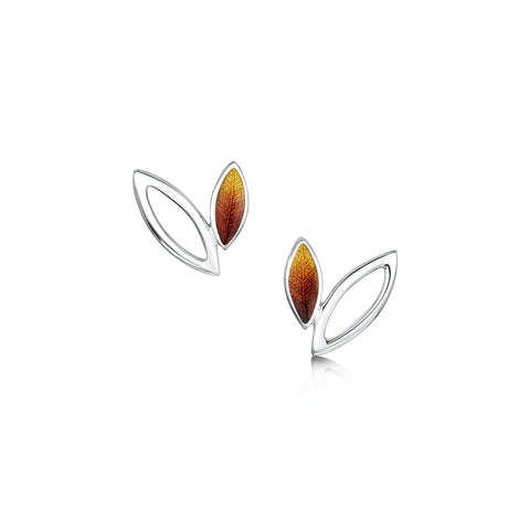 Seasons Silver Small Stud Earrings in Autumn Enamel by Sheila Fleet Jewellery