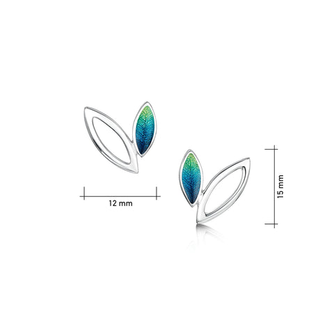 Seasons Silver Small Stud Earrings in Spring Enamel by Sheila Fleet Jewellery