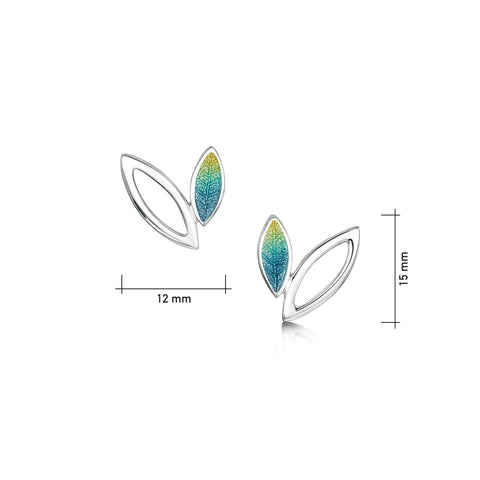 Seasons Silver Small Stud Earrings in Summer Enamel by Sheila Fleet Jewellery