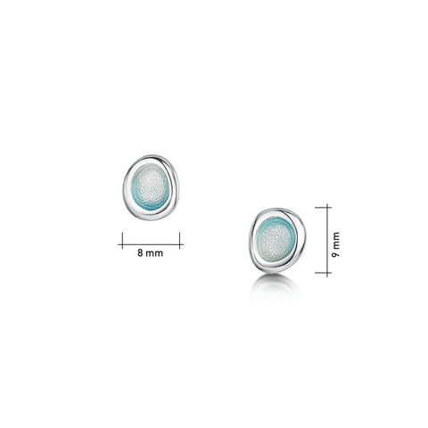 Arctic Stream Petite Stud Earrings in Arctic Blue Enamel