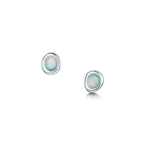 Arctic Stream Small Stud Earrings in Arctic Blue Enamel by Sheila Fleet Jewellery