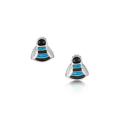 Bumblebee Sterling Silver Stud Earrings in Blue Enamel by Sheila Fleet Jewellery