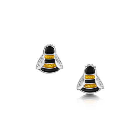Bumblebee Small Enamel Stud Earrings in Sterling Silver by Sheila Fleet Jewellery.