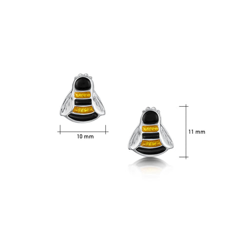 Bumblebee Small Enamel Stud Earrings in Sterling Silver by Sheila Fleet Jewellery.