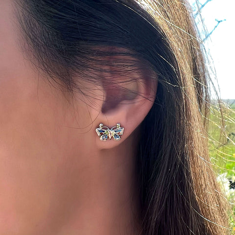Common Blue Butterfly Petite Enamel Stud Earrings by Sheila Fleet Jewellery