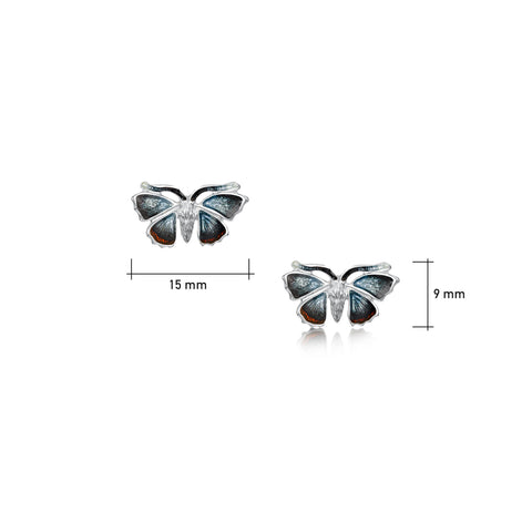 Red Admiral Butterfly Small Enamel Stud Earrings by Sheila Fleet Jewellery