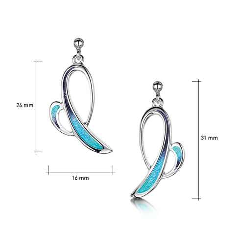 Scapa Flow Enamel Small Drop Earrings in Sterling Silver by Sheila Fleet Jewellery