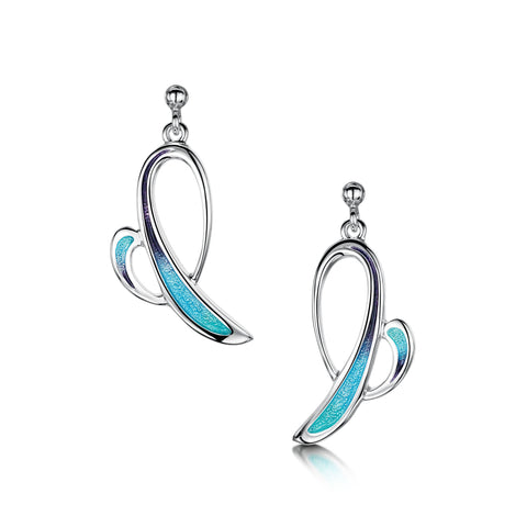 Scapa Flow Enamel Small Drop Earrings in Sterling Silver by Sheila Fleet Jewellery