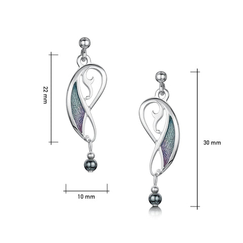Mill Sands Enamel Small Drop Earrings with Hematite