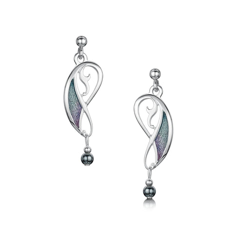 Mill Sands Enamel Small Drop Earrings with Hematite