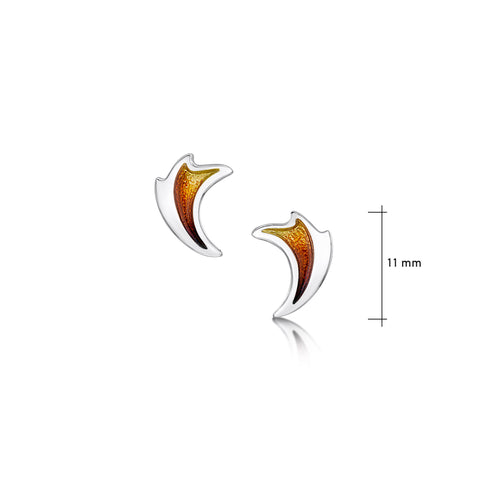 New Wave Silver Curve Stud Earrings in Flame Enamel by Sheila Fleet Jewellery