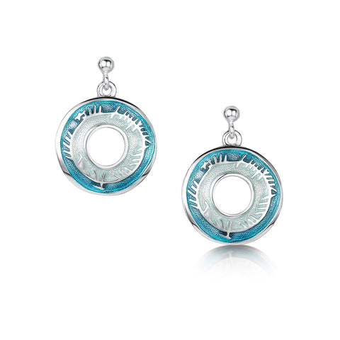 Skyran Silver Drop Earrings in Storm Enamel by Sheila Fleet Jewellery