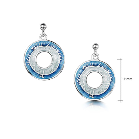 Skyran Enamel Drop Earrings in Sterling Silver by Sheila Fleet Jewellery