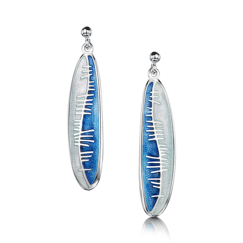 Skyran 'Utiseta' Enamel Drop Earrings in Sterling Silver by Sheila Fleet Jewellery