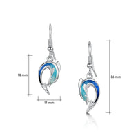 Dolphin Curve Small Drop Earrings in Ocean Enamel by Sheila Fleet Jewellery