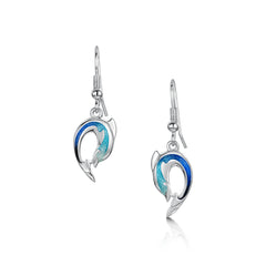 Dolphin Curve Small Drop Earrings in Ocean Enamel by Sheila Fleet Jewellery