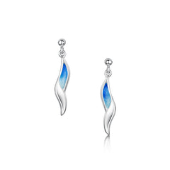Flight Sterling Silver Small Drop Earrings in Sky Enamel