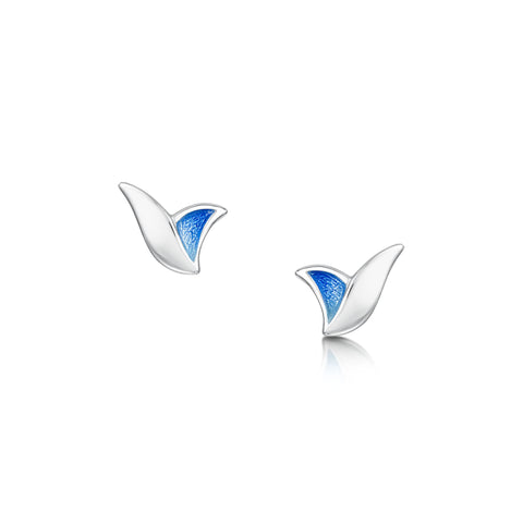 Flight Sterling Silver Stud Earrings in Sky Enamel