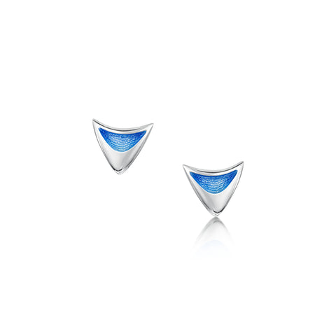 Wing Stud Earrings in Sky Enamel by Sheila Fleet Jewellery