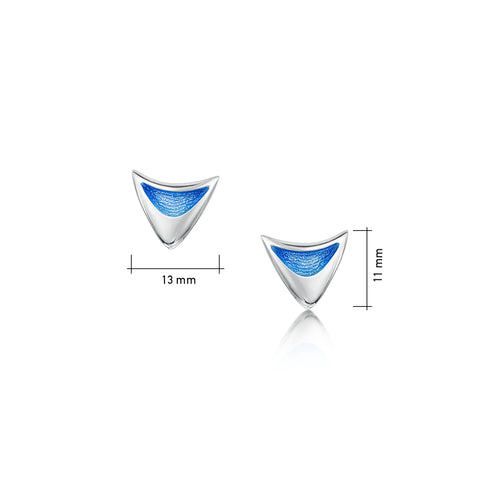 Wing Stud Earrings in Sky Enamel by Sheila Fleet Jewellery