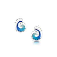 Wave Silver Stud Earrings in Light Ocean Enamel by Sheila Fleet Jewellery