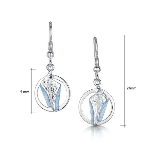 Stone Circles Enamel Drop Earrings in Sterling Silver