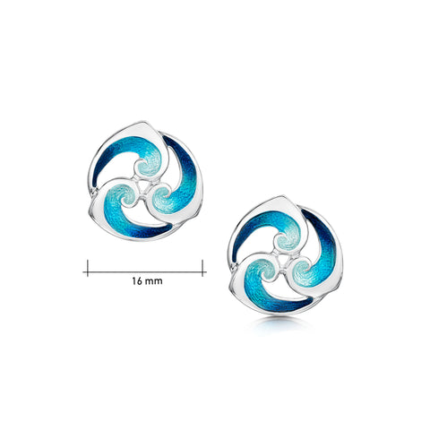 Breckon Stud Earrings in Peacock Enamel