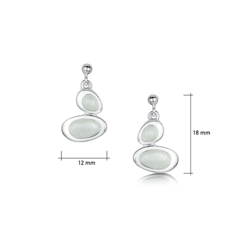 Shoreline Pebble Double Drop Earrings in Crystal Enamel by Sheila Fleet Jewellery