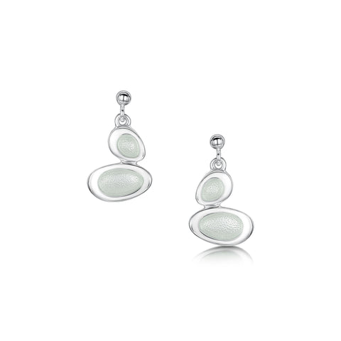 Shoreline Pebble Double Drop Earrings in Crystal Enamel by Sheila Fleet Jewellery