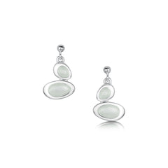 Shoreline Pebble Double Drop Earrings in Crystal Enamel by Sheila Fleet Jewellery