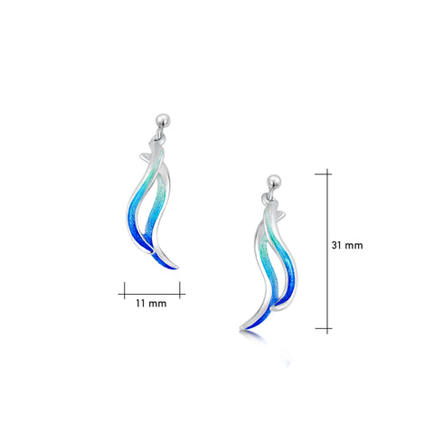 Atlantic Swell Small Earrings in Ocean Hue Enamel