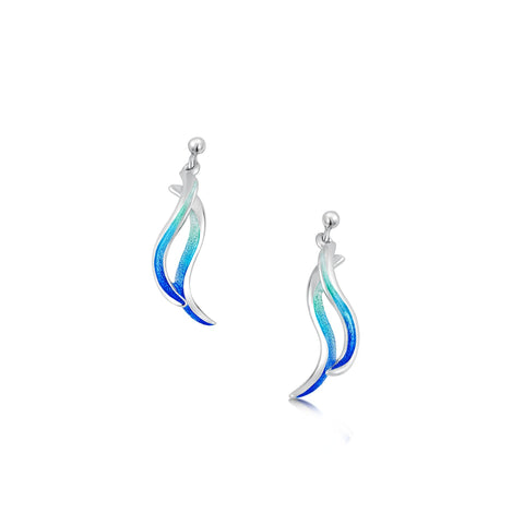 Atlantic Swell Small Earrings in Ocean Hue Enamel by Sheila Fleet Jewellery