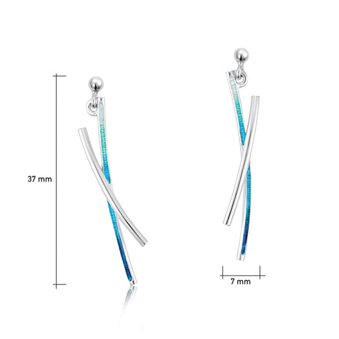 Wild Grasses Drop Earrings in Peacock Enamel by Sheila Fleet Jewellery