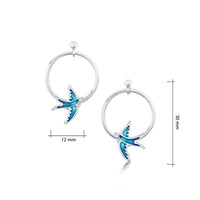 Swallows 1-hoop Drop Earrings in Summer Blue Enamel
