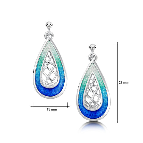 Tidal Treasures Drop Earrings in Ocean Hue Enamel