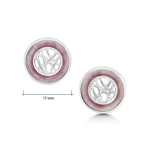 Creel Silver Pool Stud Earrings in Champagne Enamel