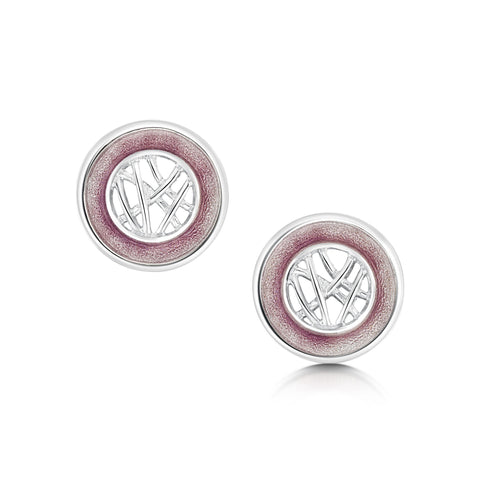 Creel Silver Pool Stud Earrings in Champagne Enamel by Sheila Fleet Jewellery