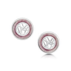 Creel Silver Pool Stud Earrings in Champagne Enamel by Sheila Fleet Jewellery